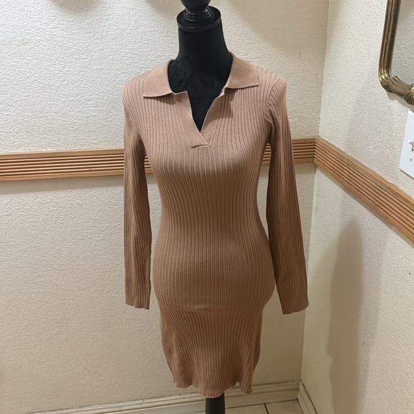 Tan long sleeve sweater dress size M!! - Picture 2 of 5